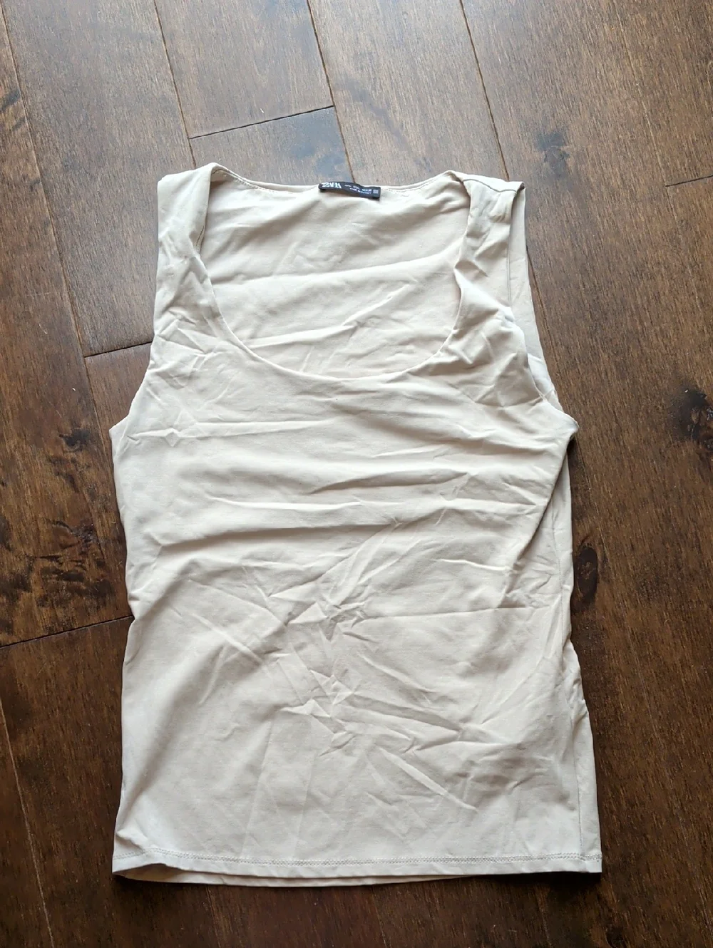 Zara Cream Sleeveless Scoop Neck Tank Top